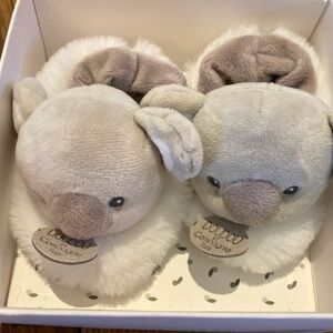 DouDou Et Compagnie Baby Koala Slippers Booties Gray White 0-6 Months